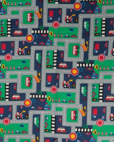 Bilbane med mørkegrøn og mørkeblå - Bomuld