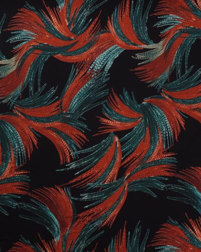 Sort med blåt og rustfarvet mønster - Viskose