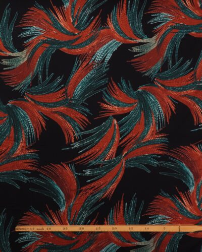 Alternative view of Sort med blåt og rustfarvet mønster - Viskose