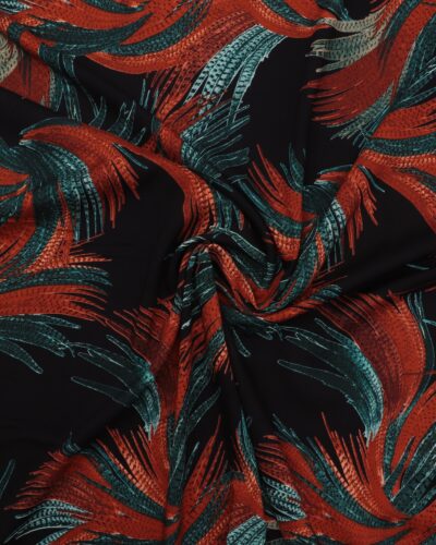 Sort med blåt og rustfarvet mønster - Viskose