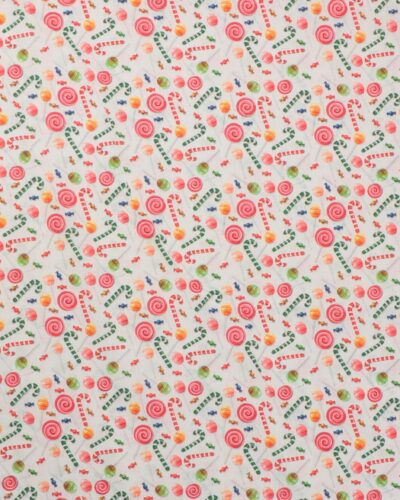 Juleslik på hvid bund - Bomuldslærred