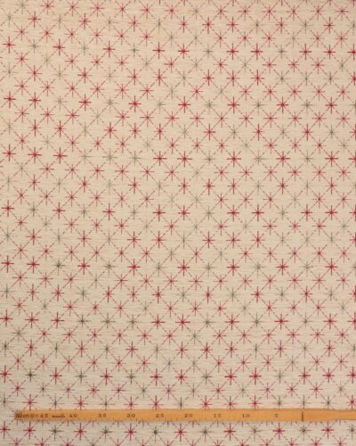 Alternative view of Offwhite med røde stjerner med guldtråde - Møbelstof