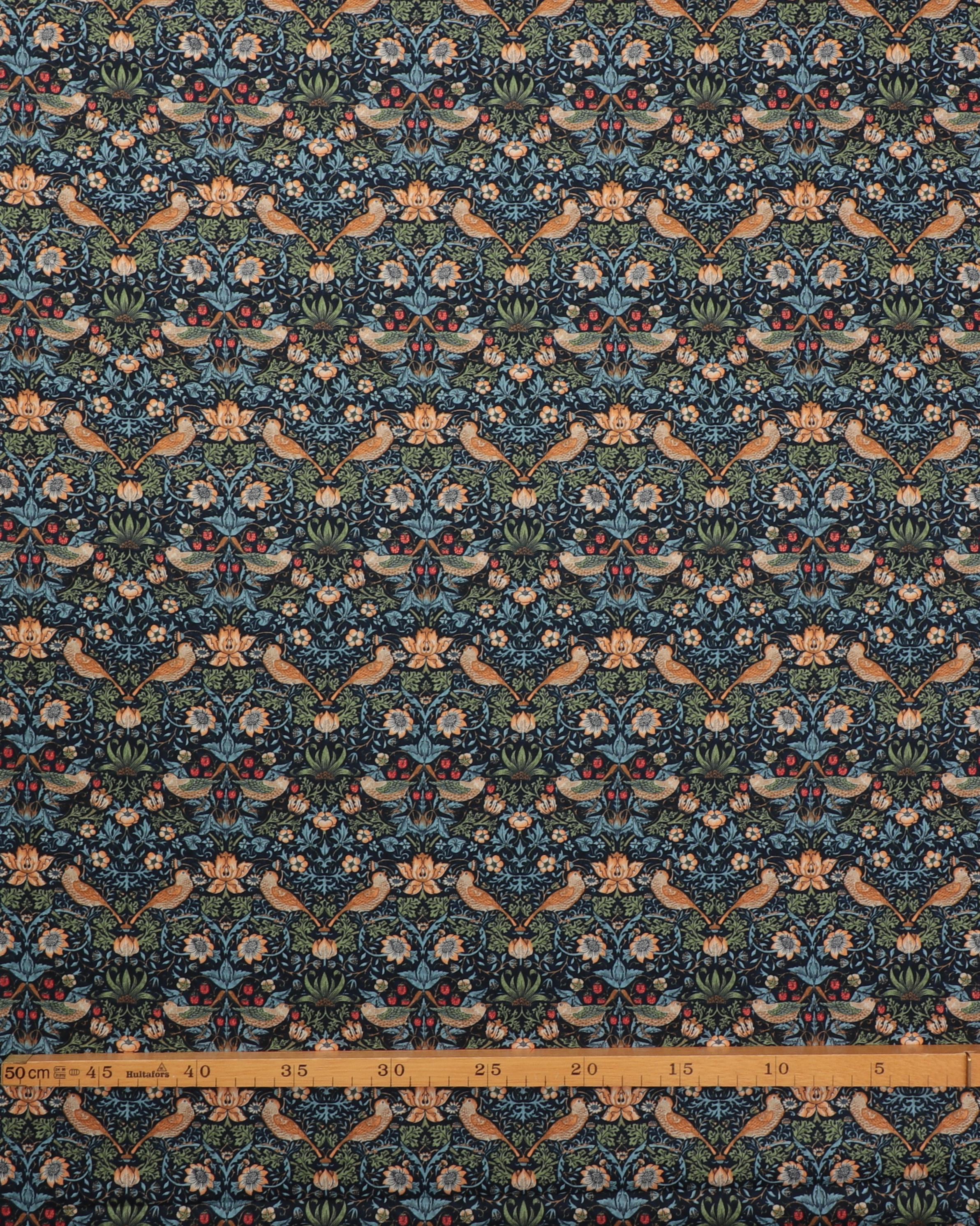 Mini Strawberry Thief, marineblå - William Morris 4 Mini Strawberry Thief, marineblå - William Morris - Billede 2