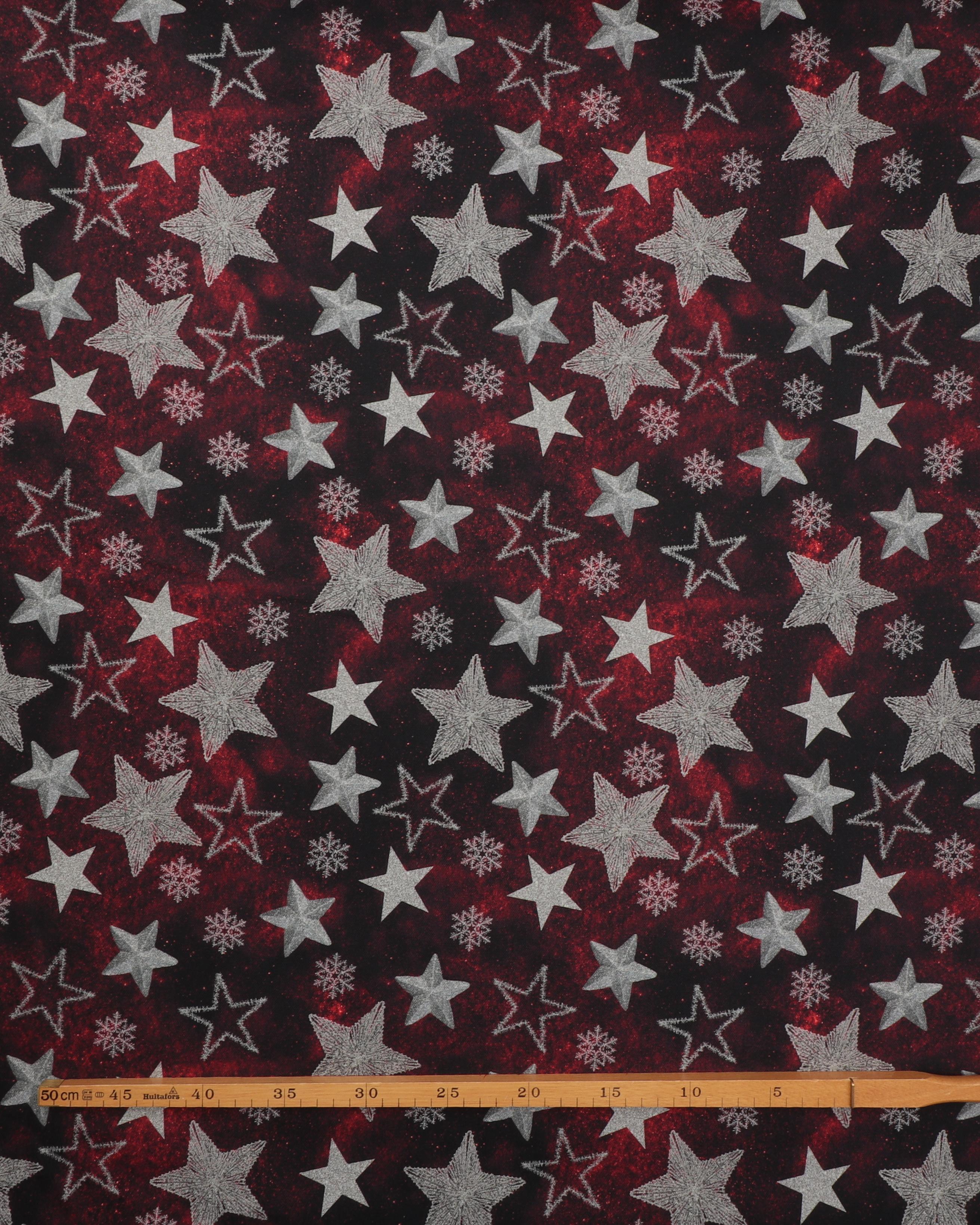 Grå stjerner på sort/rød bund - Boligtekstil 4 Grå stjerner på sort/rød bund - Boligtekstil - Billede 2