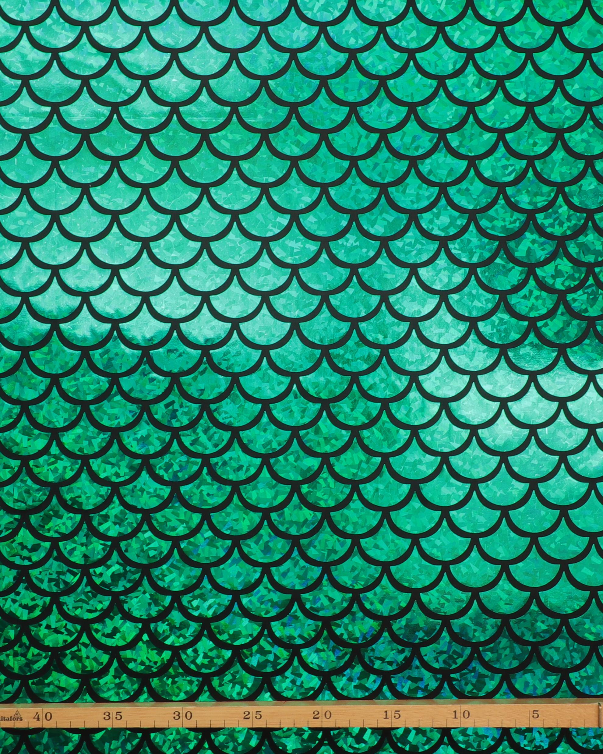 Skinnende grønt skælmønster - Polyester 4 Skinnende grønt skælmønster - Polyester - Billede 2