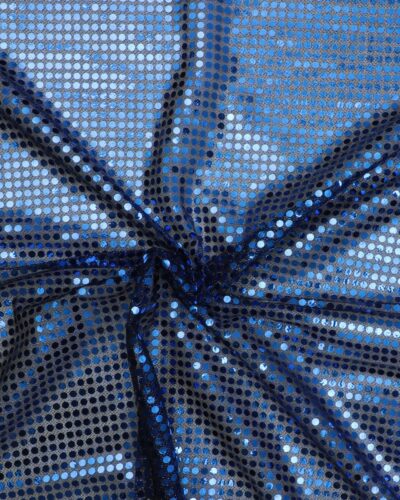 Transparent med folietrykte blå prikker - Polyester