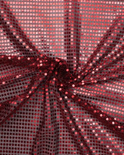 Transparent med folietrykte røde prikker - Polyester
