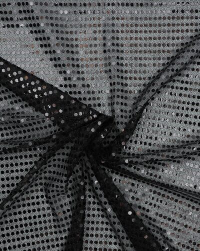 Transparent med folietrykte sorte prikker - Polyester