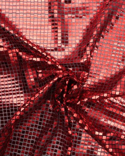 Transparent med folietrykte røde firkanter - Polyester