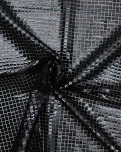 Transparent med folietrykte sorte firkanter - Polyester