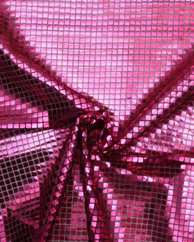 Transparent med folietrykte pink firkanter - Polyester