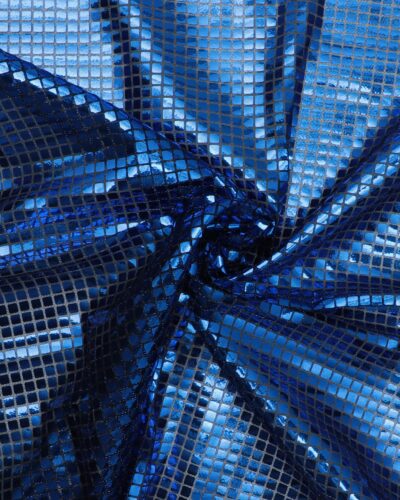 Transparent med folietrykte blå firkanter - Polyester