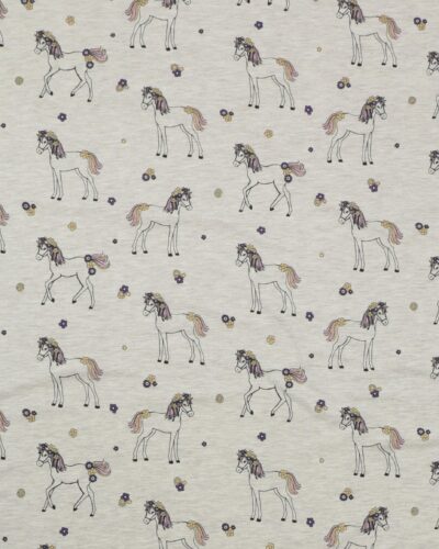 Meleret beige med heste og glimmer - Jersey