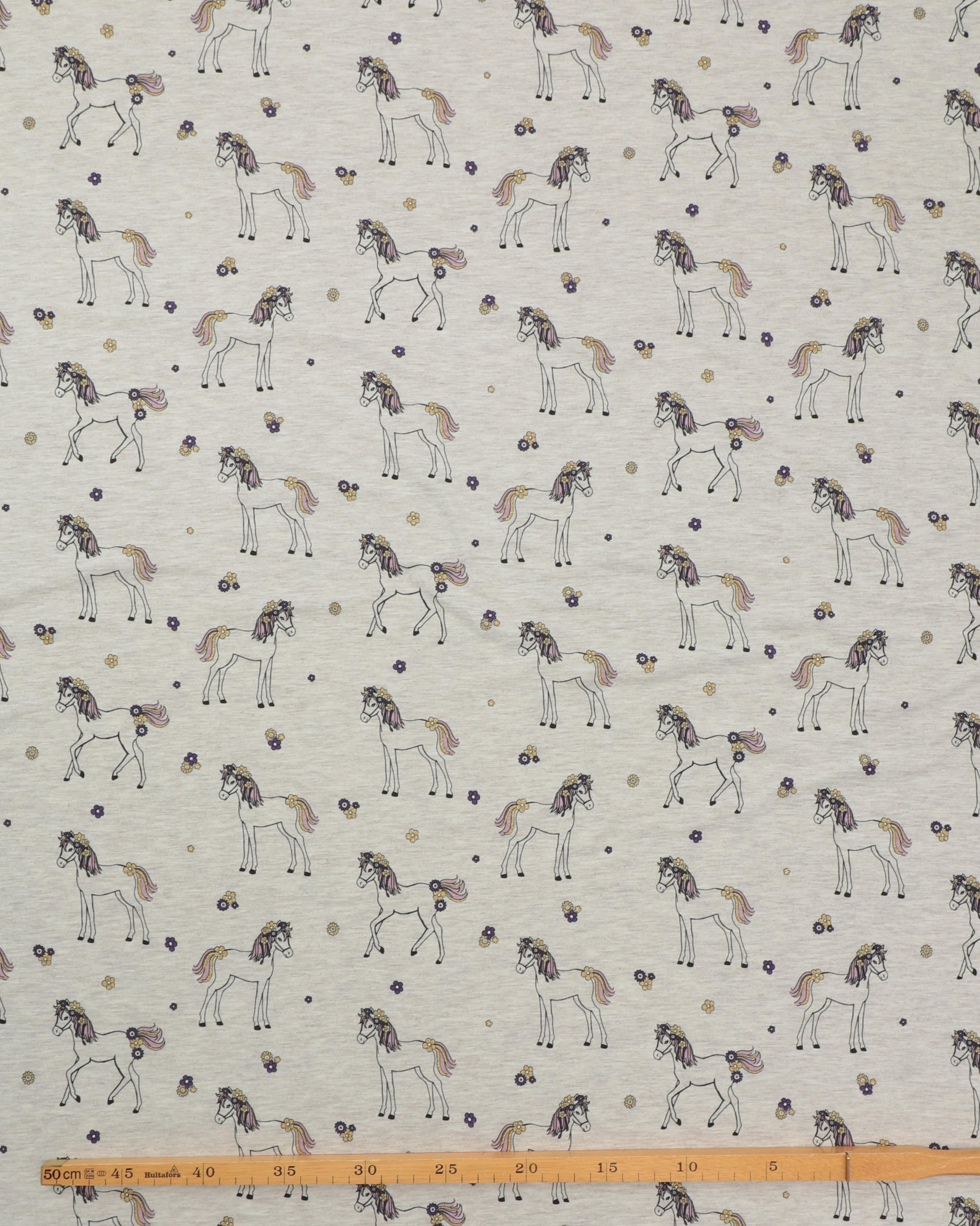 Meleret beige med heste og glimmer - Jersey 4 Meleret beige med heste og glimmer - Jersey - Billede 2