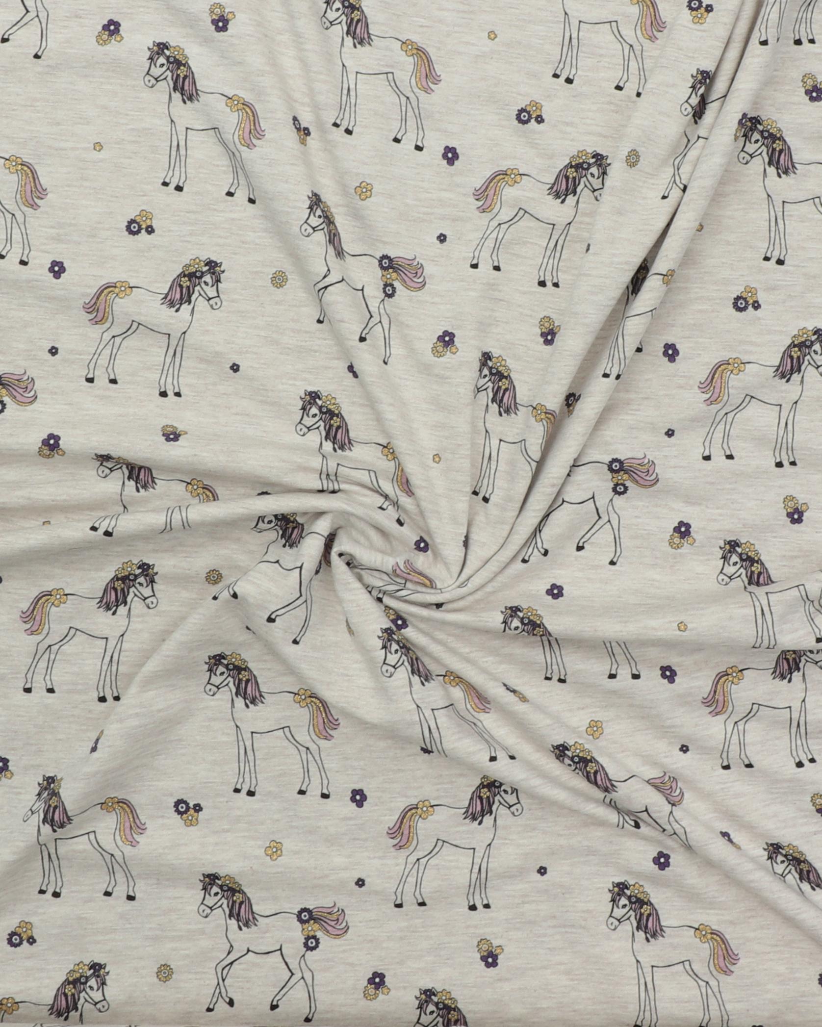 Meleret beige med heste og glimmer - Jersey 5 Meleret beige med heste og glimmer - Jersey - Billede 3