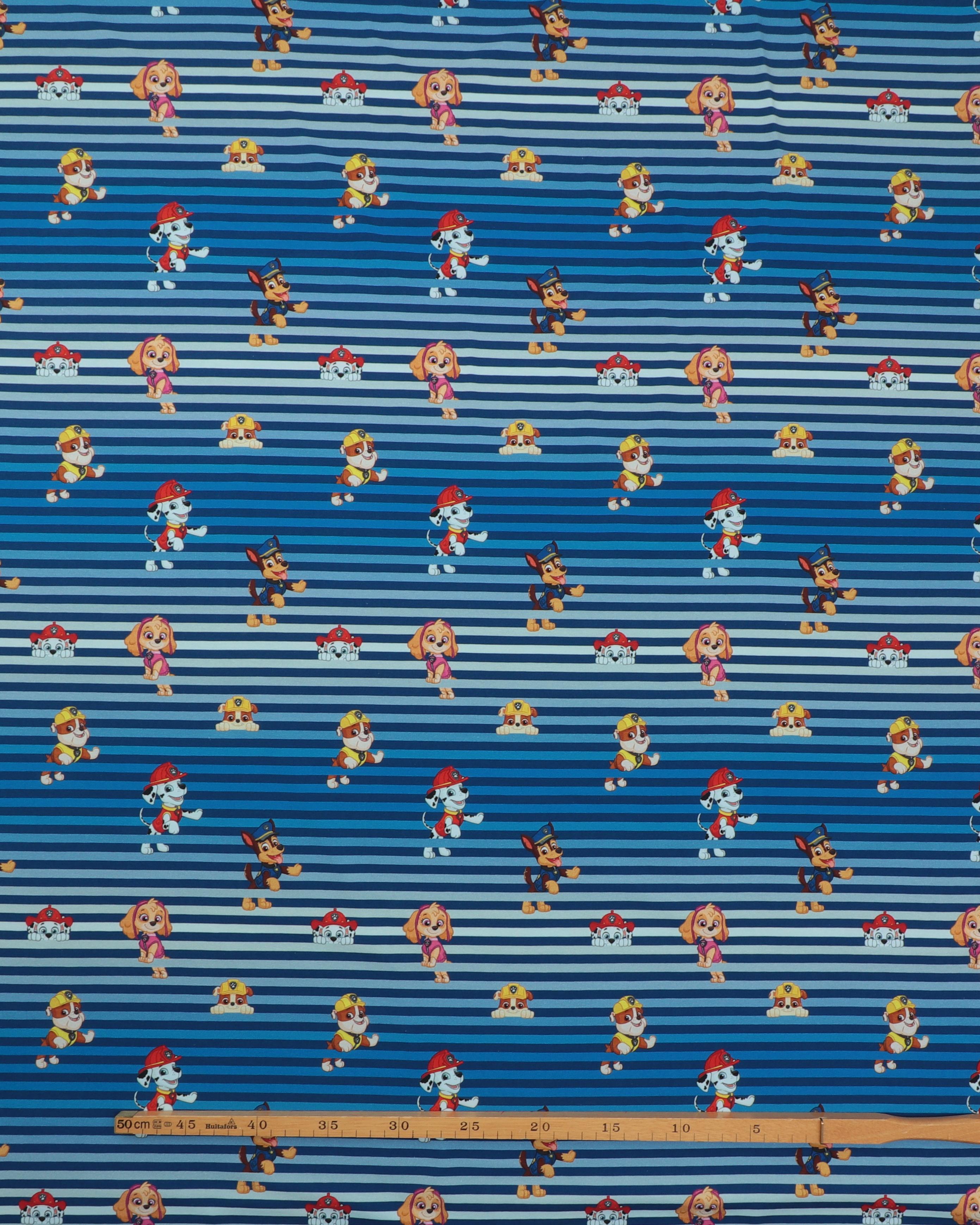 Paw Patrol figurer på blå nuancer med striber – Jersey 4 Paw Patrol figurer på blå nuancer med striber – Jersey - Billede 2