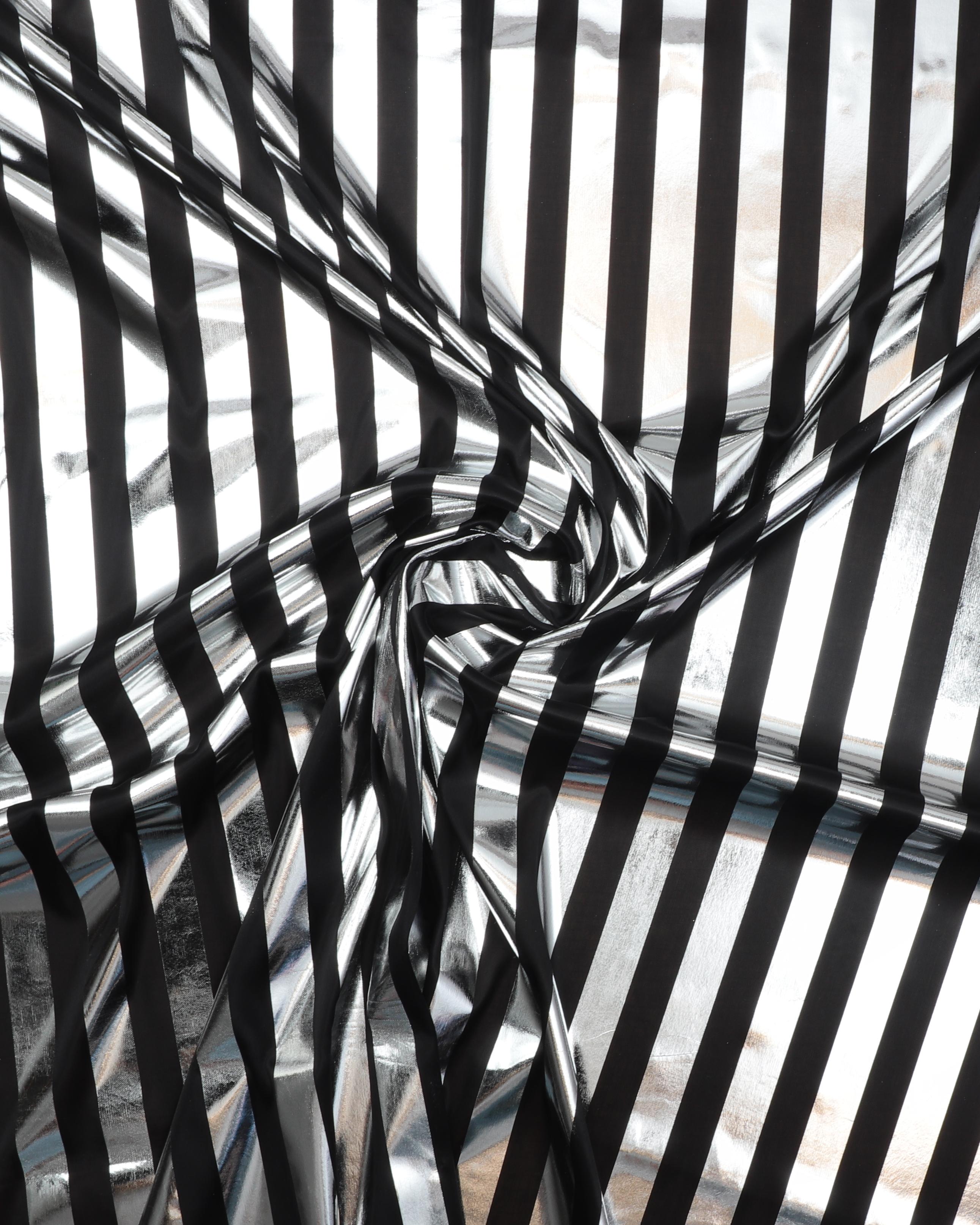 Sort og sølv striber - Polyester 3 Sort og sølv striber - Polyester