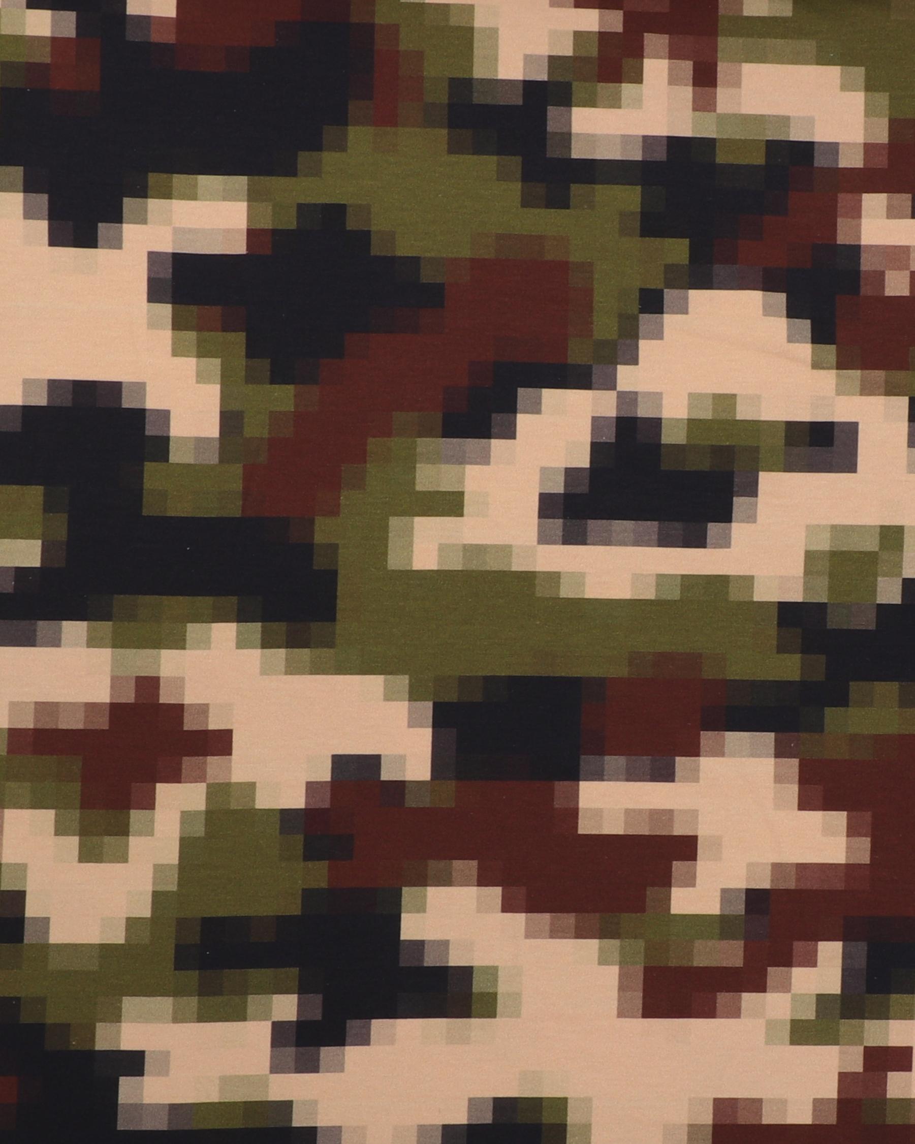 Mønster i brune og grønne farver - French Terry 3 Mønster i brune og grønne farver - French Terry