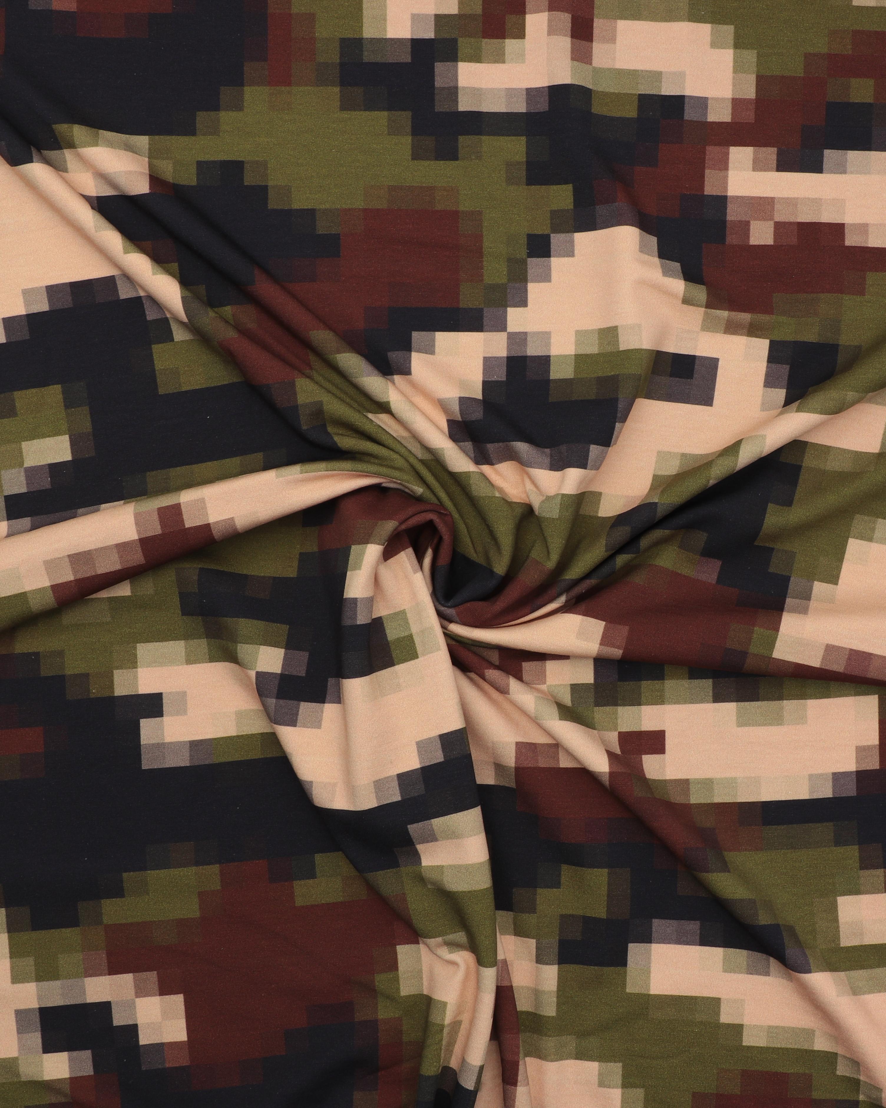 Mønster i brune og grønne farver - French Terry 5 Mønster i brune og grønne farver - French Terry - Billede 3