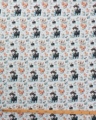 Søde dyr i vinterlandskab - French Terry