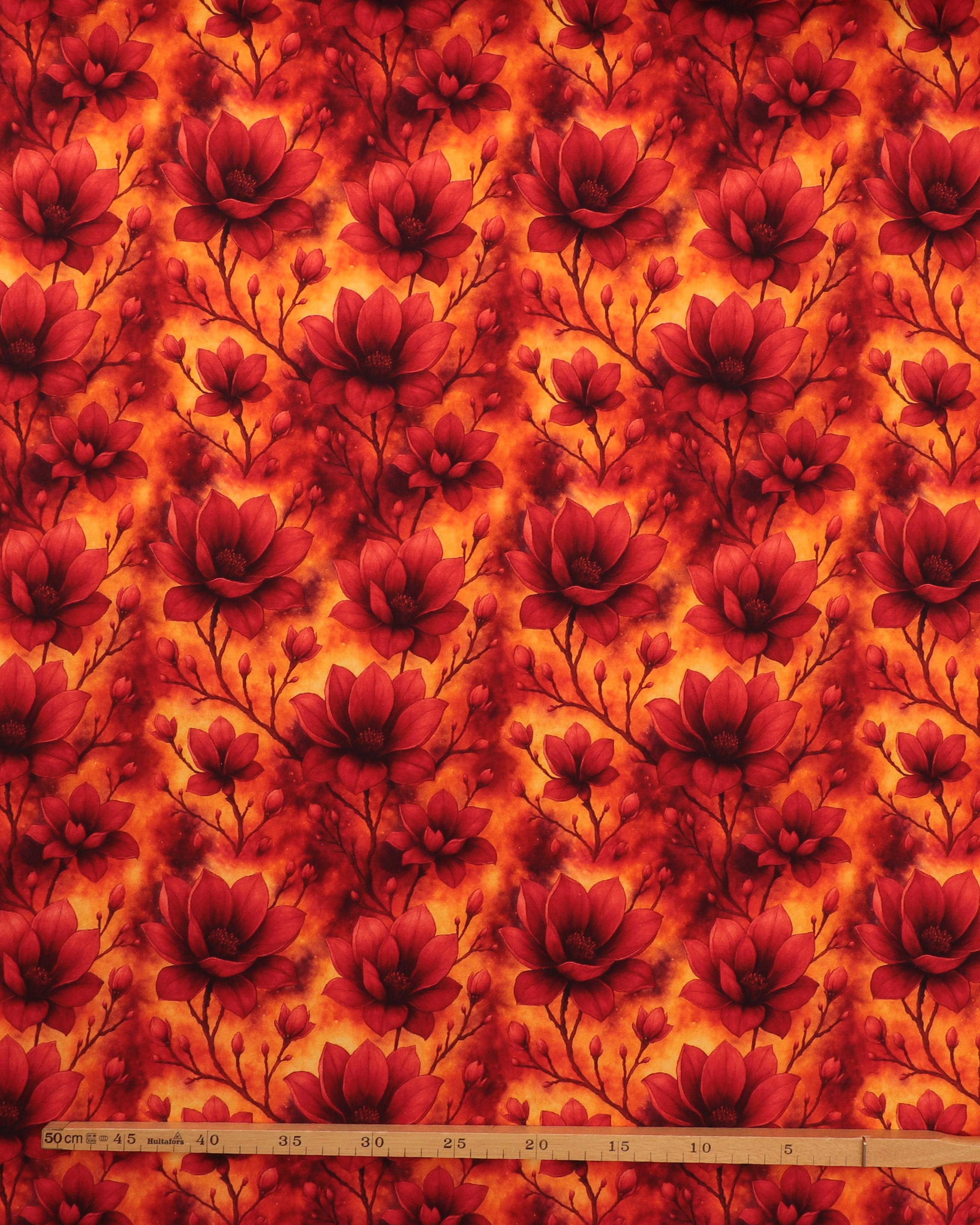 Røde og orangerøde blomster - French Terry 4 Røde og orangerøde blomster - French Terry - Billede 2