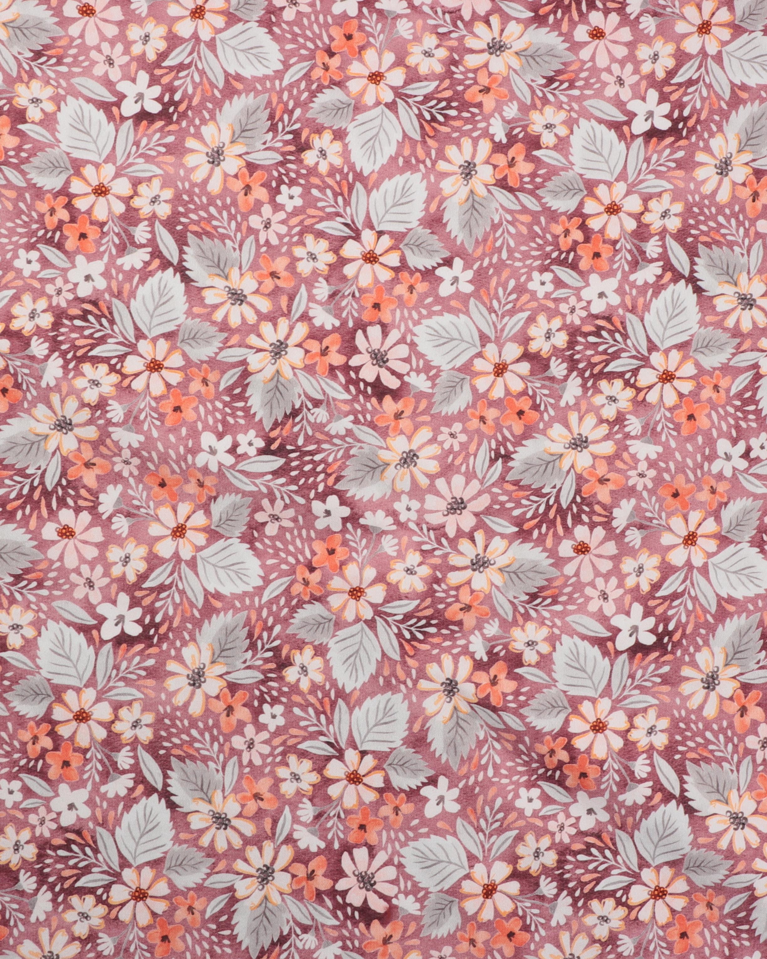 Meleret Gammelrosa Med Blomster Isoli Polyester Bomuld