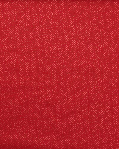 Rød med guldprikker - Bomuldslærred