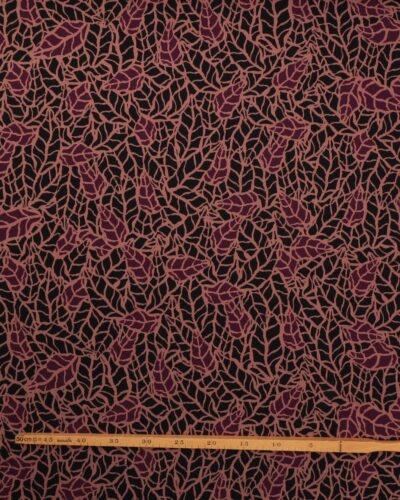 Alternative view of Mønster i sort, bordeaux, gammelrosa - Twillvævet viskose