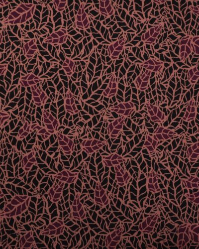 Mønster i sort, bordeaux, gammelrosa - Twillvævet viskose