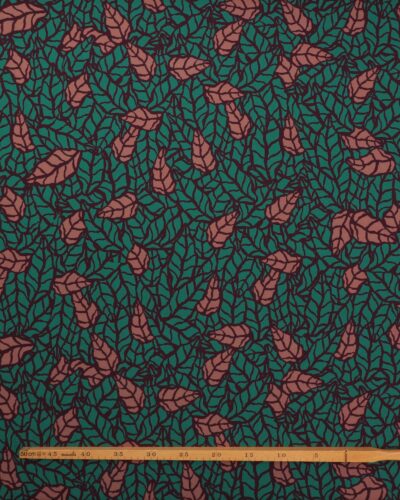 Alternative view of Mønster i grøn, bordeaux, gammelrosa - Twillvævet viskose