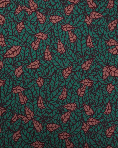 Mønster i grøn, bordeaux, gammelrosa - Twillvævet viskose