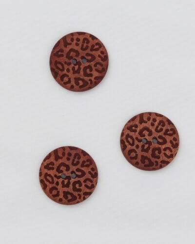 2 huls, brun leopard - 25 mm træknap