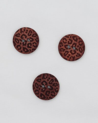2 huls, brun leopard - 20 mm træknap
