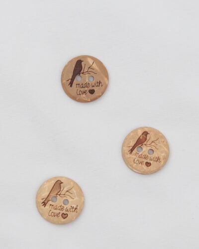 2-huls, made whit love m. fugl - 15 mm kokosknap