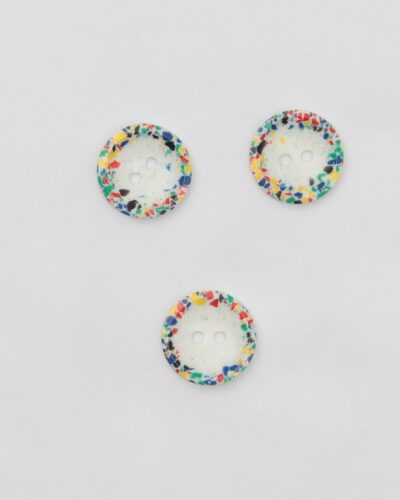 2 huls, offwhite m. farvet mønster i kanten - 18 mm