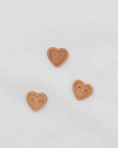 2 huls, lysebrunt hjerte - 18 mm