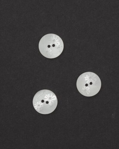 2 huls, offwhite m. blomstermønster - 18 mm