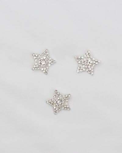 Øjeknap, sølvstjerne - 21 mm metalknap