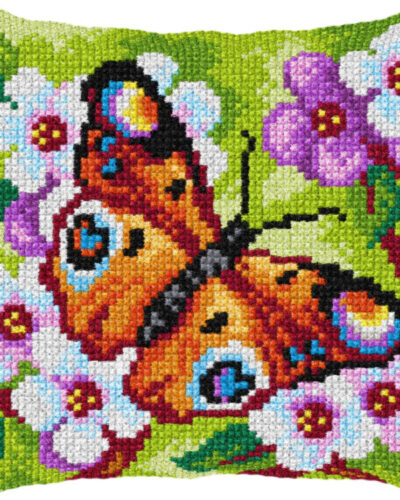 Påtegnet stramaj, sommerfugl - ca. 40x40 cm