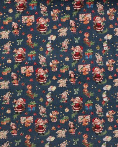 Søde julefigurer på blå bund - Jersey