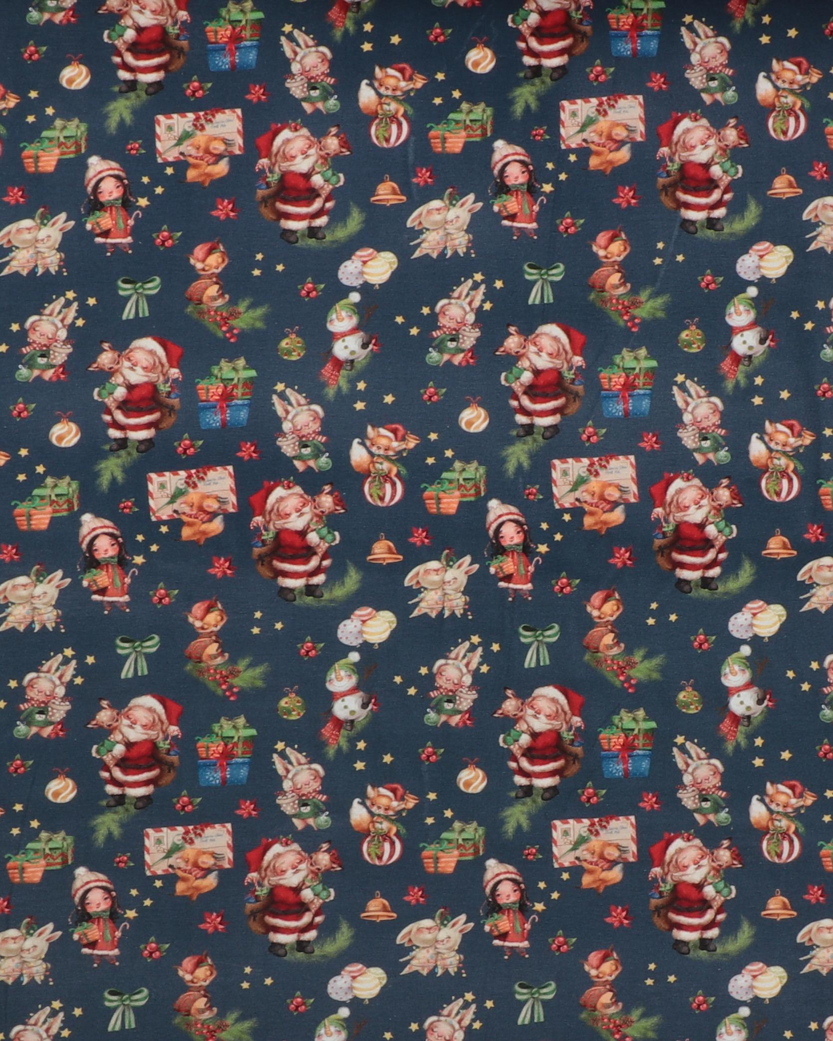 Søde julefigurer på blå bund - Jersey 3 Søde julefigurer på blå bund - Jersey