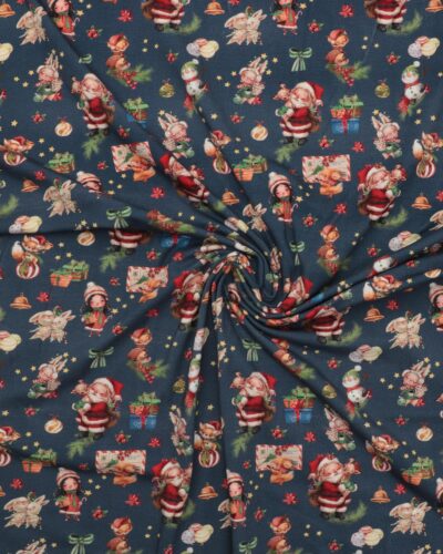 Søde julefigurer på blå bund - Jersey 7 Søde julefigurer på blå bund - Jersey