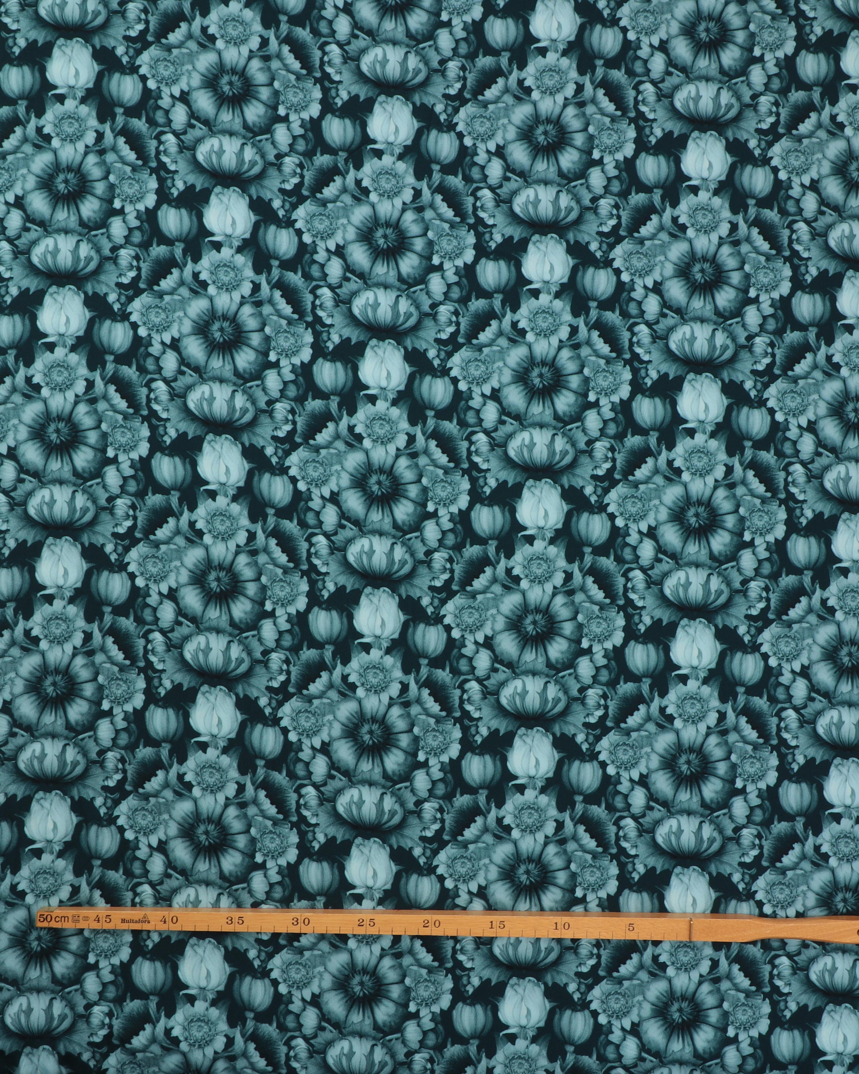 Blomster i blå farver - Twillvævet viskose 4 Blomster i blå farver - Twillvævet viskose - Billede 2