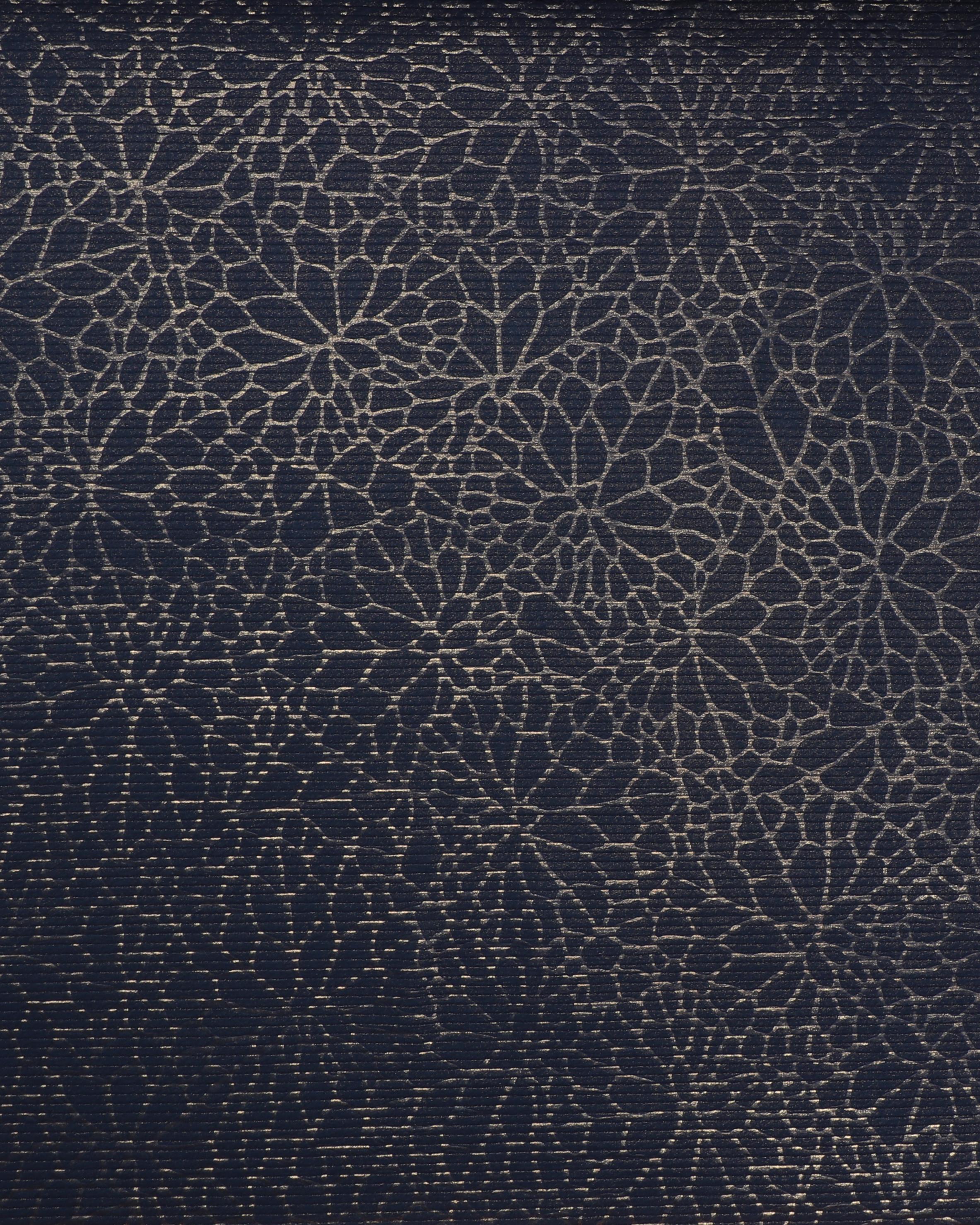 Mørkeblå med guld mønster - Polyester/spandex 3 Mørkeblå med guld mønster - Polyester/spandex