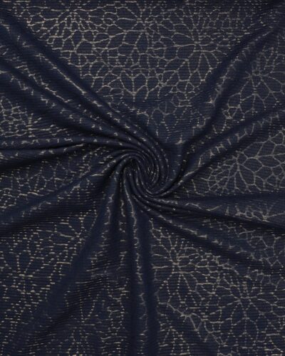 Mørkeblå med guld mønster - Polyester/spandex 7 Mørkeblå med guld mønster - Polyester/spandex