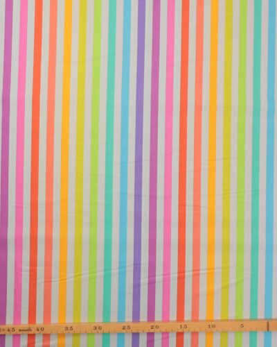 Alternative view of Disco Stribe, lysegrå m. farvede striber - Tula Pink