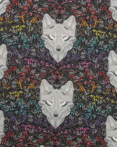 Wolf of Pink Street, ulv på koksgrå - Tula Pink