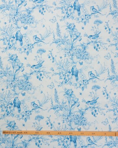 Alternative view of Hvid med blå fugle og blomster - Patchwork