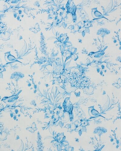 Hvid med blå fugle og blomster - Patchwork