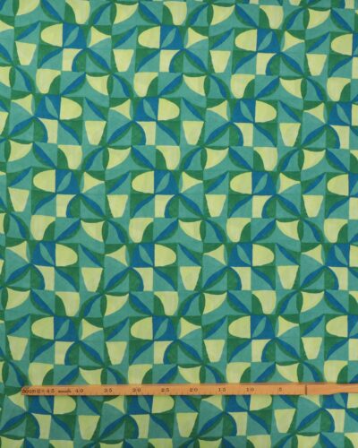 Alternative view of Mønster i blå/grøn/lysegrøn - Viskose (Ecovero)